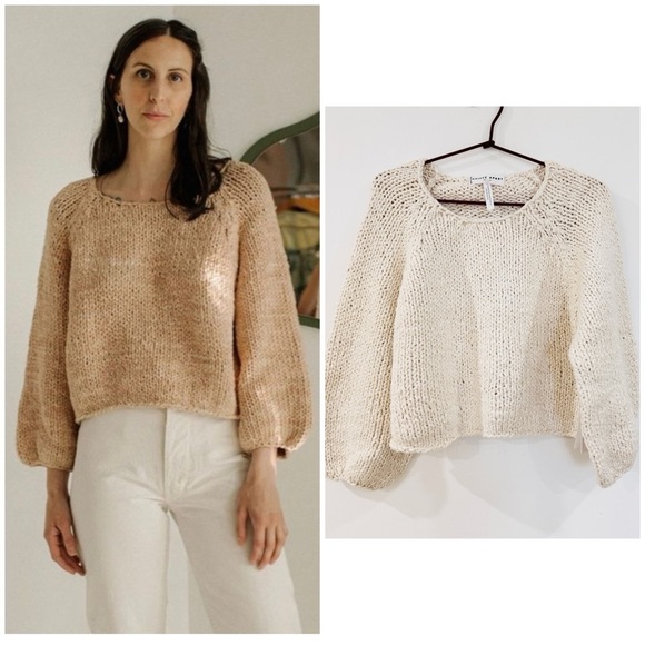 Apiece Apart 100% cotton handknit oversized Elena sweater in cream NWT - Picture 1 of 16